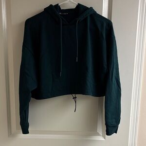 Dark green cropped hooded sweatshirt